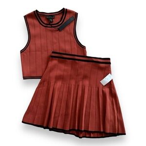 House of Harlow 1960 Baked Clay Knit Skirt Set NWT Large Sporty Preppy Retro